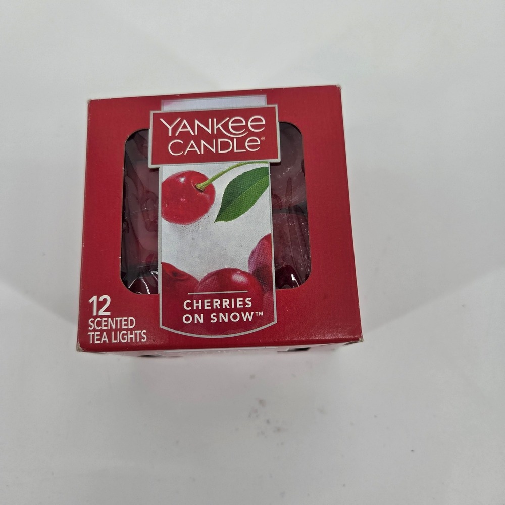Yankee Candle 12 Scented Tea Lights Cherries On Snow Christmas Holiday Fragrance